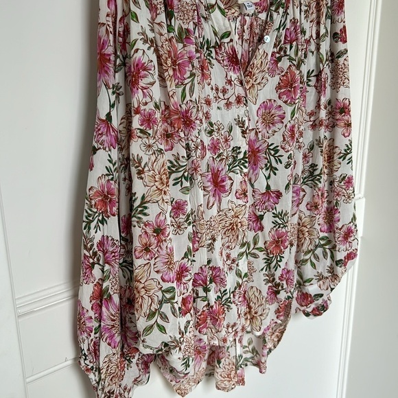 JOHNNY WAS ISLA BUTTON DOWN SHIRT Boho Peasant Floral size Medium - Picture 6 of 14